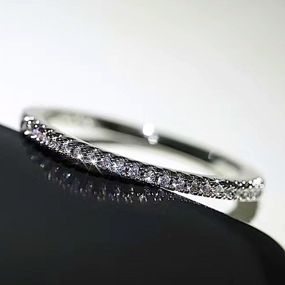 Sterling Silver Cubic Zircon Ring Minimalist, Dainty Diamond Stackable - Picture 3 of 4